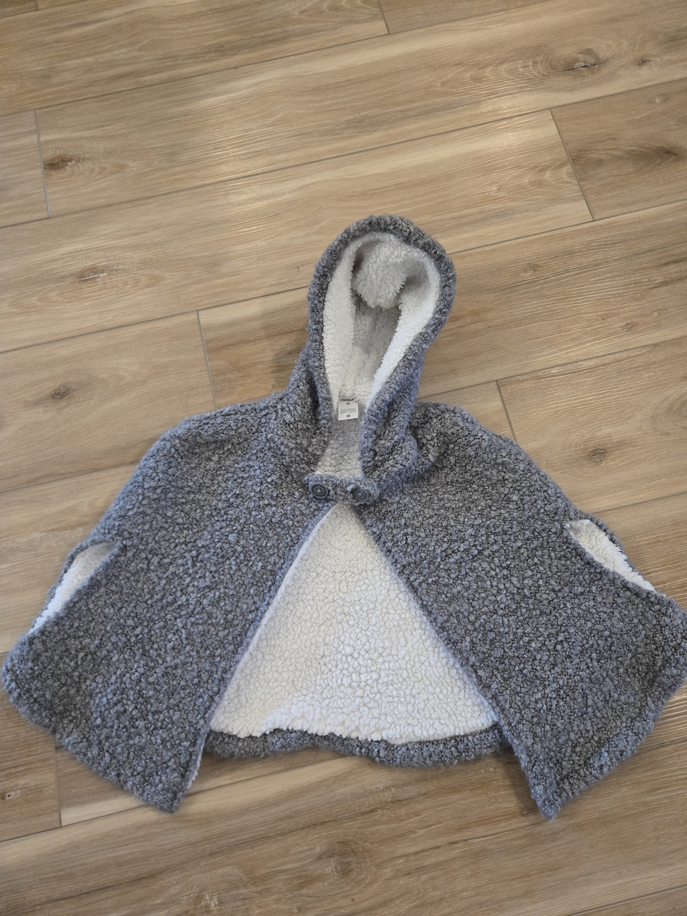 Carter's Gray Sherpa Hooded Cape with Cream Lining